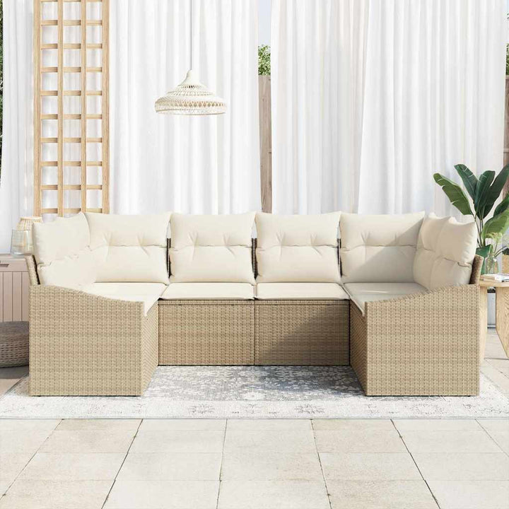 Sofa Sæt med pude 6 pcs Beige polyrattan