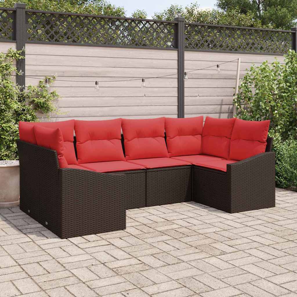 Sofa Sæt 6 stk. Brun polyrattan