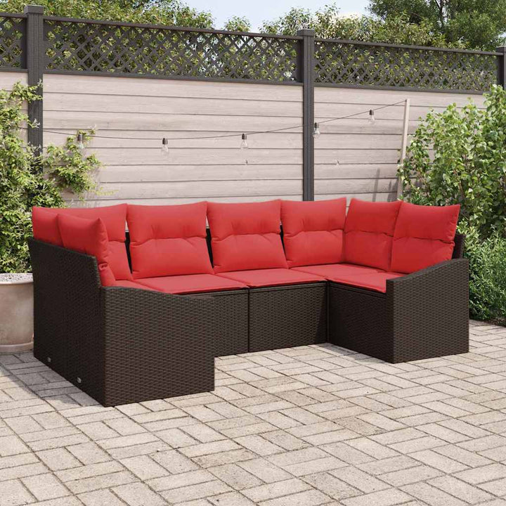 Sofa Sæt 6 stk. Brun polyrattan