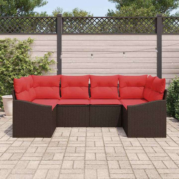 Sofa Sæt 6 stk. Brun polyrattan