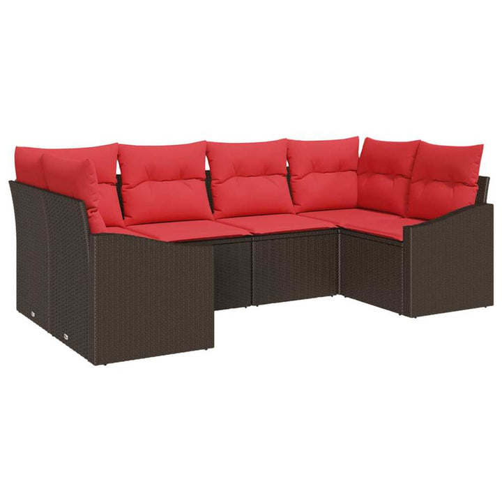 Sofa Sæt 6 stk. Brun polyrattan