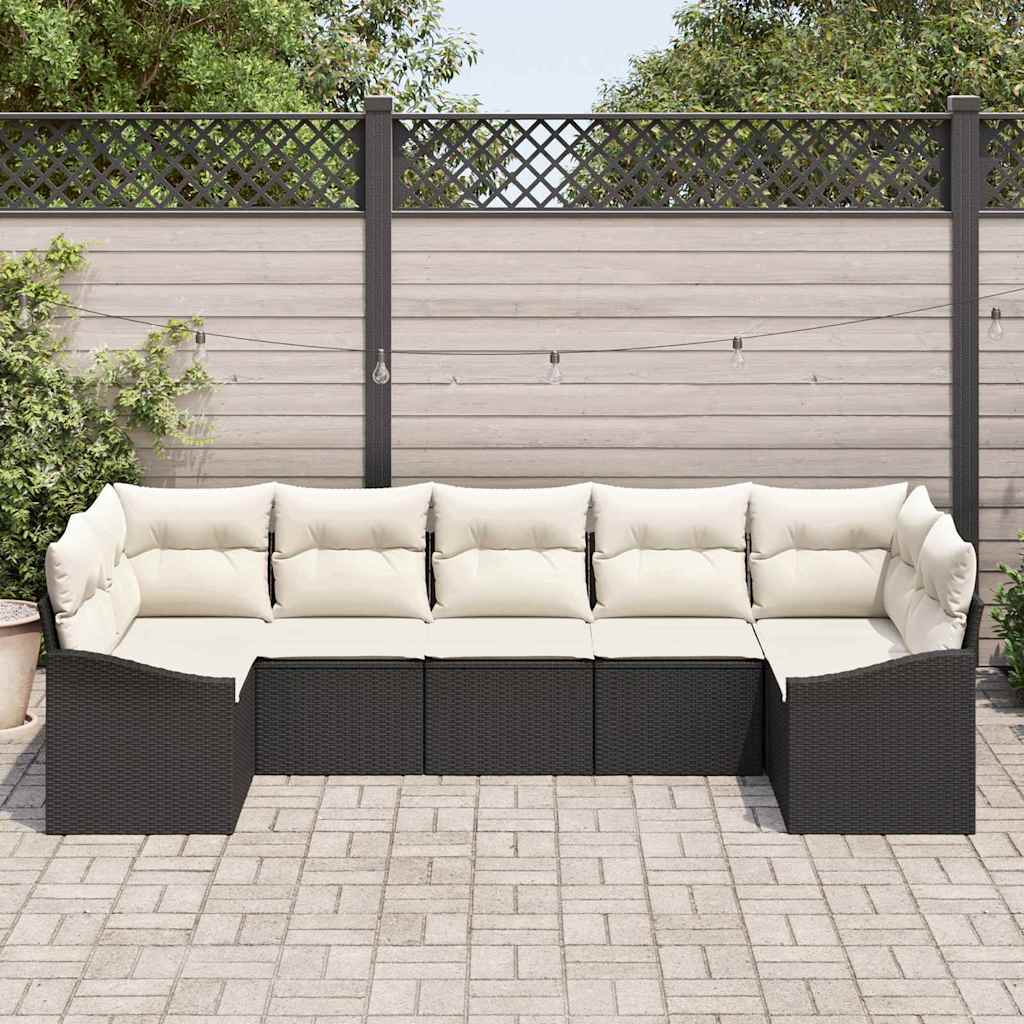 Sofa Sæt 7 stk. Sort polyrattan