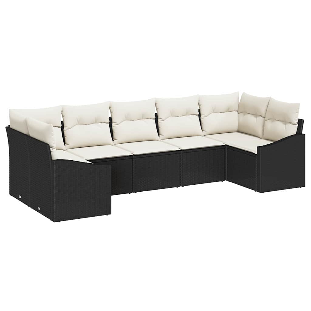 Sofa Sæt 7 stk. Sort polyrattan