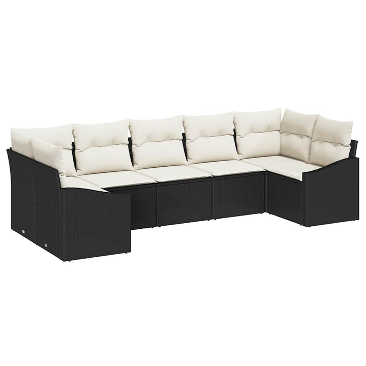 Sofa Sæt 7 stk. Sort polyrattan