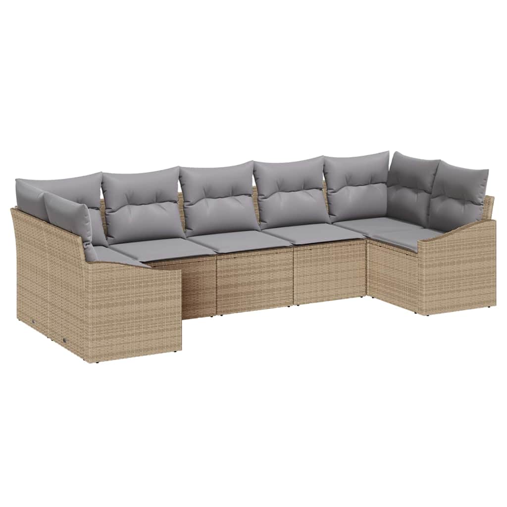 Sofa Sæt med pude 7 pcs Beige polyrattan