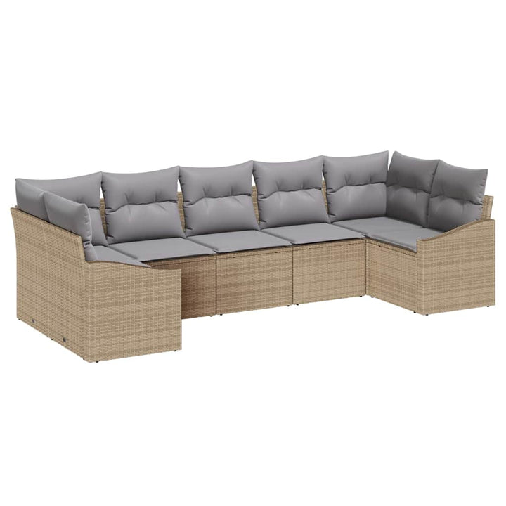 Sofa Sæt med pude 7 pcs Beige polyrattan