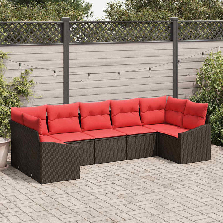 Sofa Sæt 7 stk. Brun polyrattan