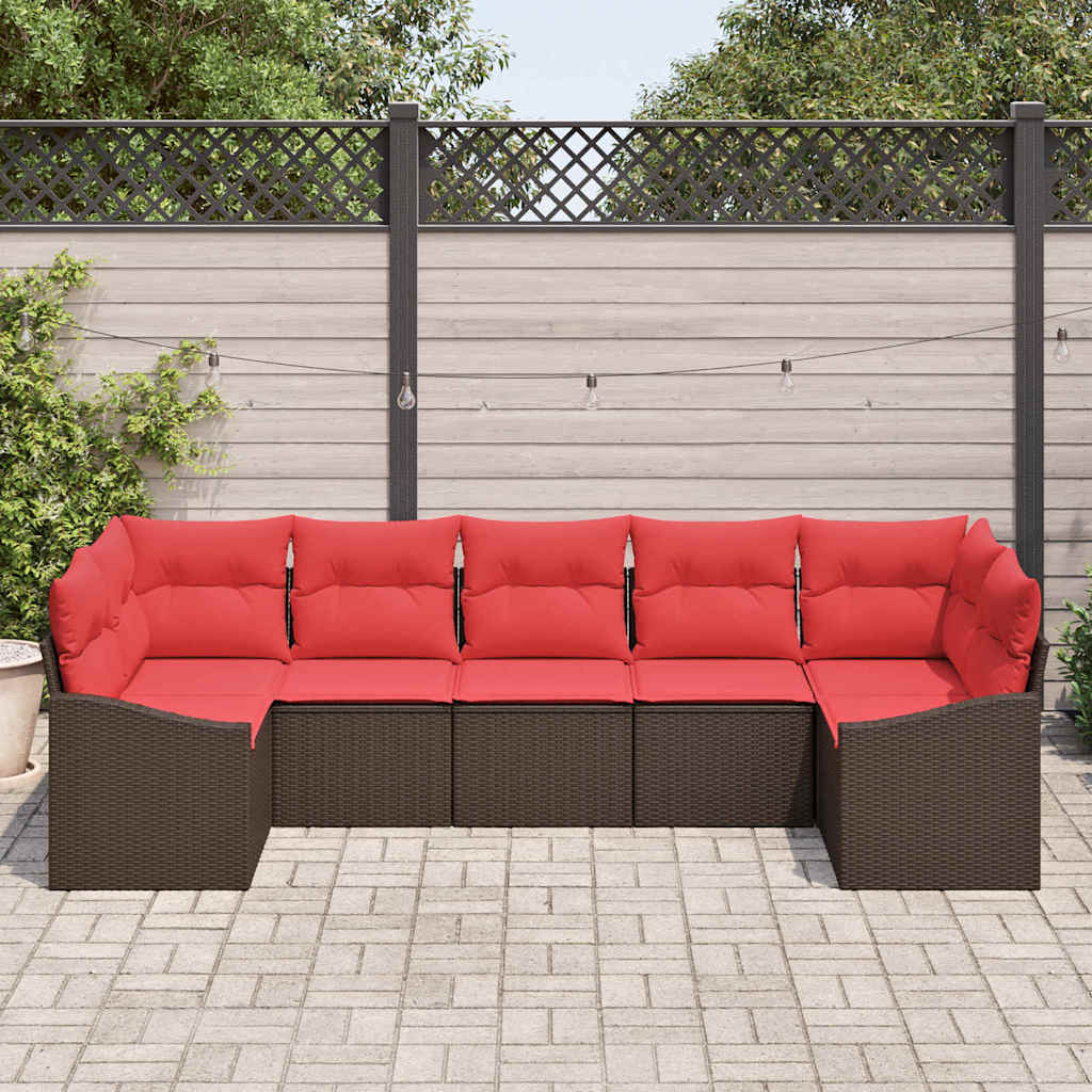 Sofa Sæt 7 stk. Brun polyrattan