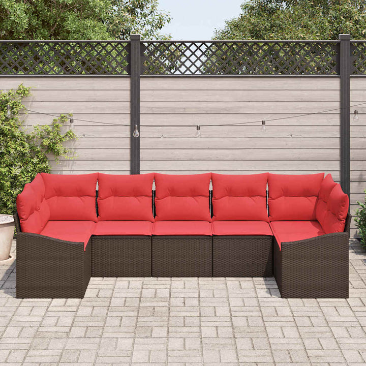 Sofa Sæt 7 stk. Brun polyrattan