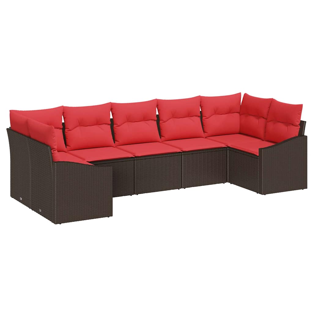 Sofa Sæt 7 stk. Brun polyrattan