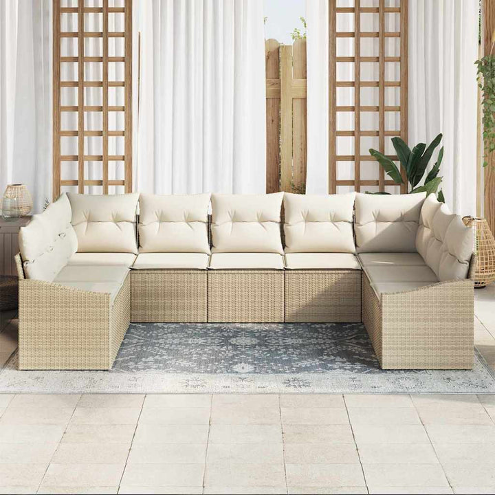 Sofa Sæt med pude 9 pcs Beige polyrattan