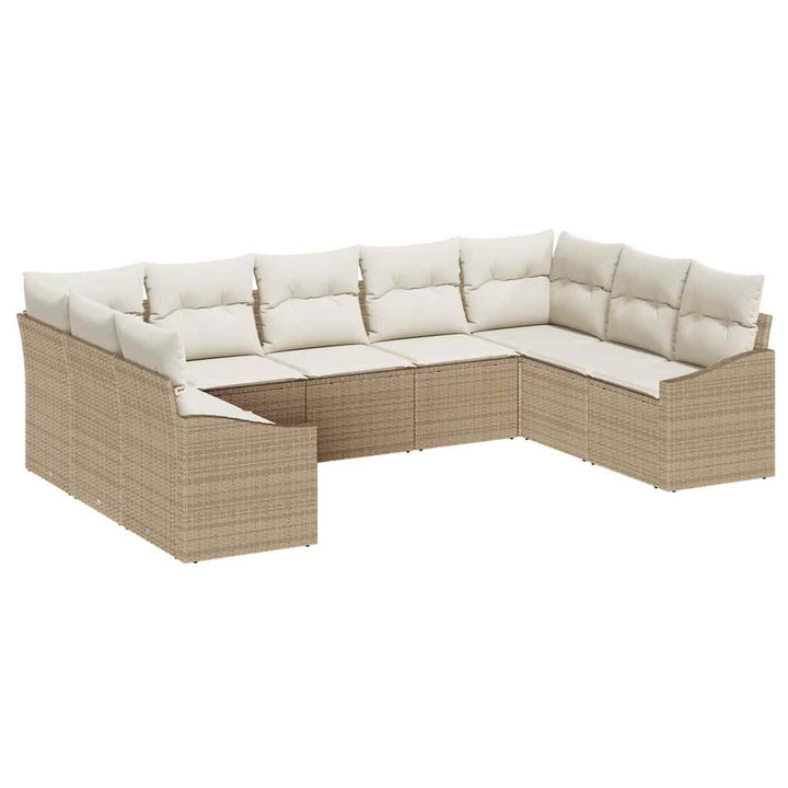 Sofa Sæt med pude 9 pcs Beige polyrattan