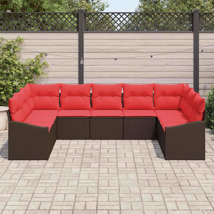 Sofa Sæt 9 stk. Brun polyrattan
