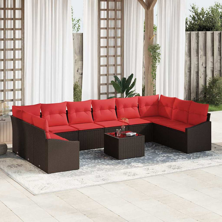 Sofa Sæt 11 stk. Brun polyrattan