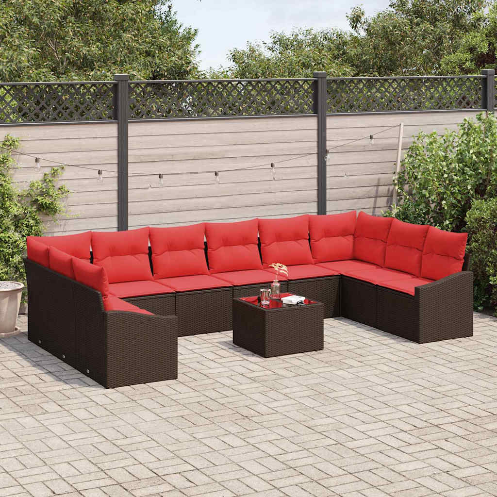 Sofa Sæt 11 stk. Brun polyrattan