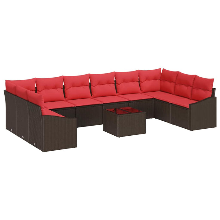 Sofa Sæt 11 stk. Brun polyrattan