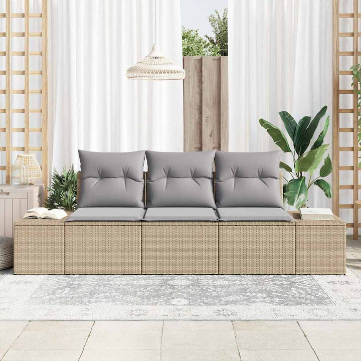 Sofa Sæt med pude 3 pcs Beige polyrattan