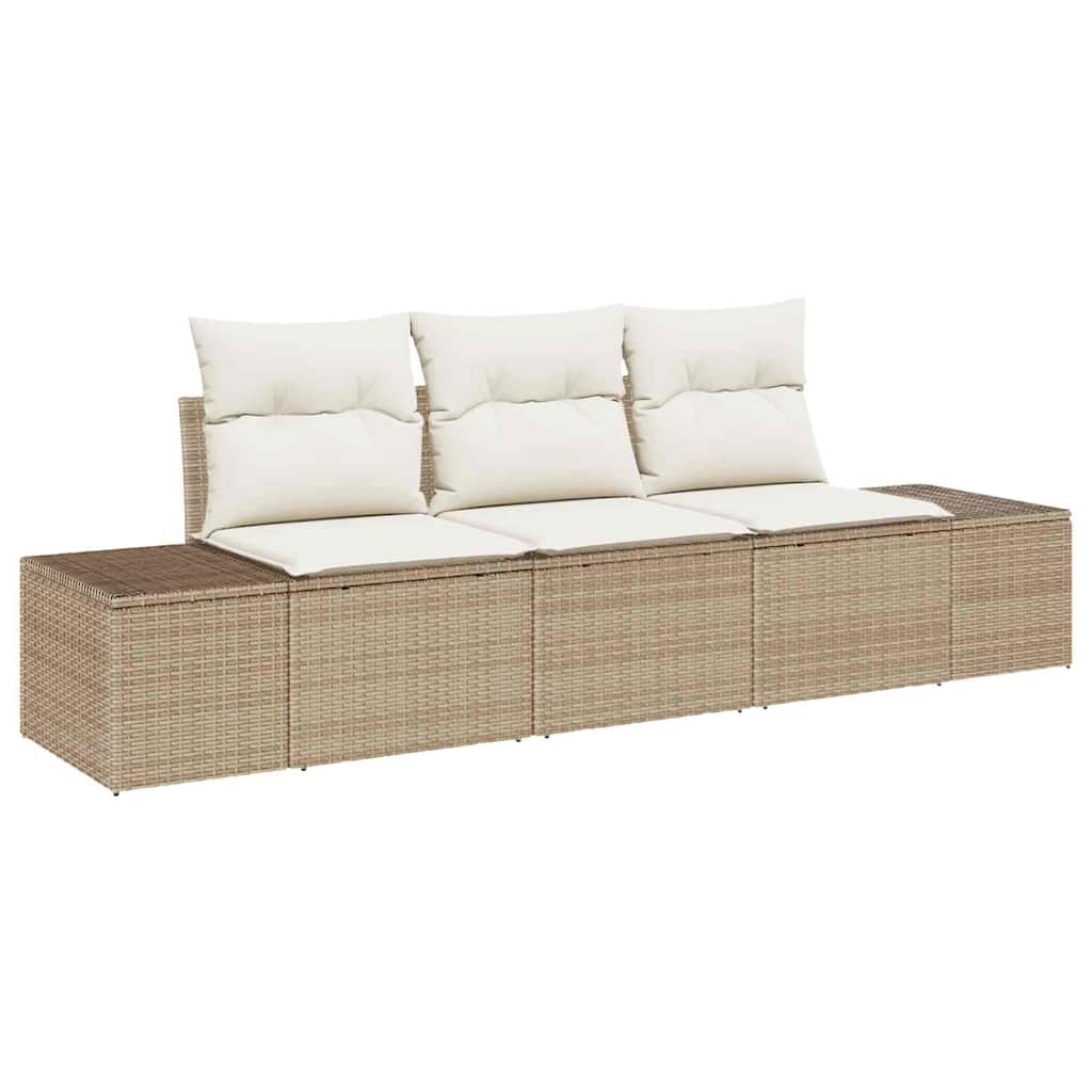 Sofa Sæt med pude 3 pcs Beige polyrattan