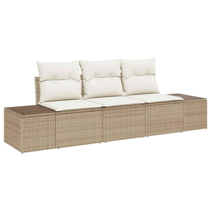 Sofa Sæt med pude 3 pcs Beige polyrattan