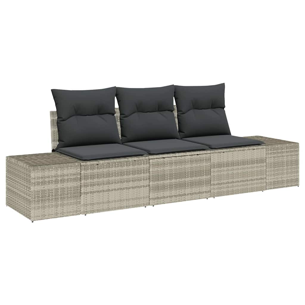 Sofa Sæt med pude 3 pcs Lysegrå polyrattan