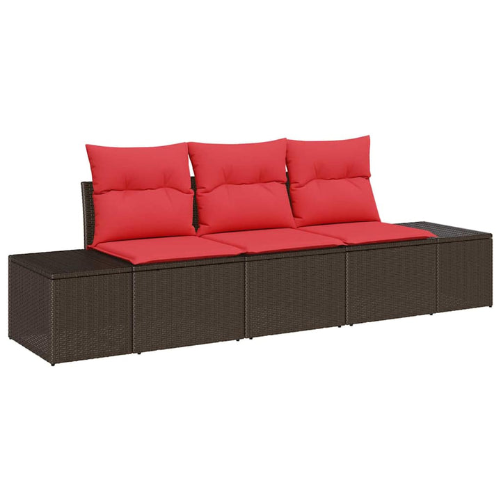 Sofa Sæt med pude 3 pcs Brun polyrattan