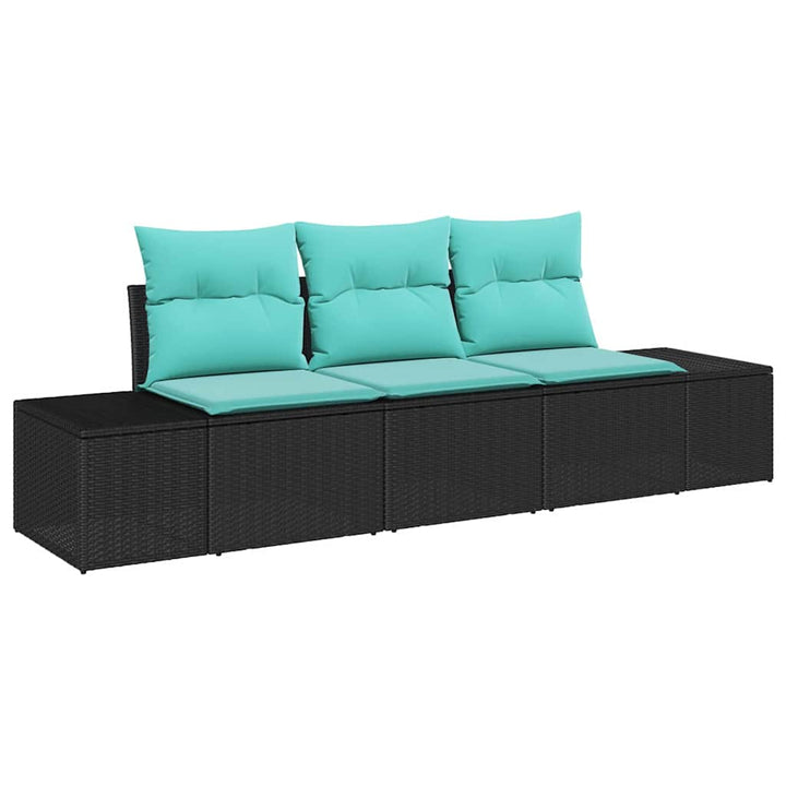 Sofa Sæt 3 stk. Sort polyrattan