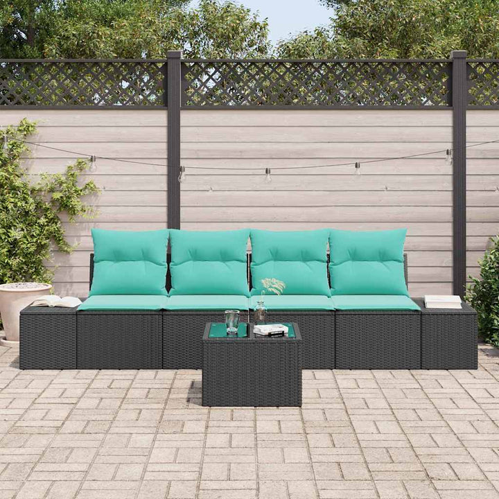 Sofa Sæt 5 stk. Sort polyrattan