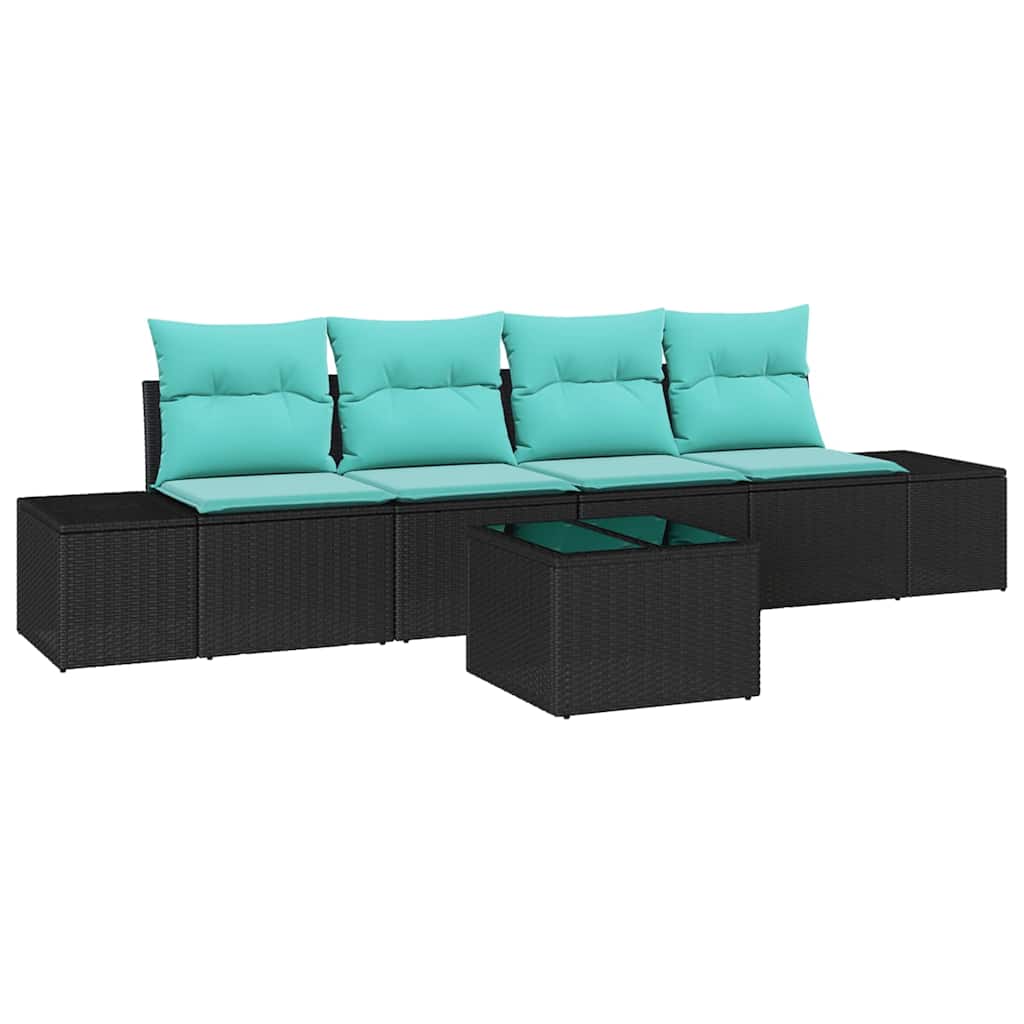 Sofa Sæt 5 stk. Sort polyrattan
