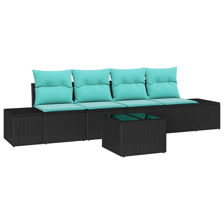 Sofa Sæt 5 stk. Sort polyrattan