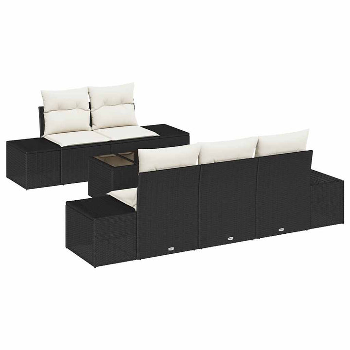 Havesofa Sæt med pude Sort polyrattan