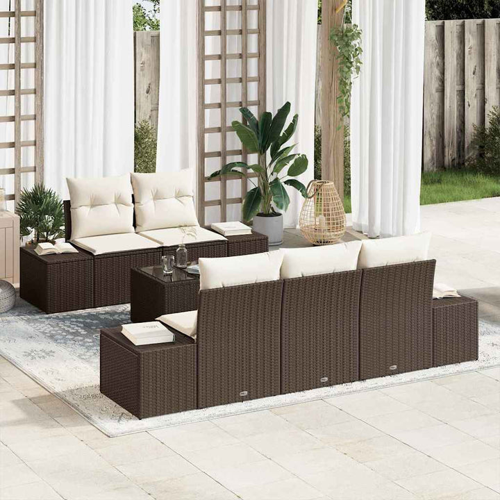 Havesofa Sæt med pude Brun polyrattan