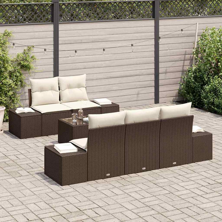 Havesofa Sæt med pude Brun polyrattan