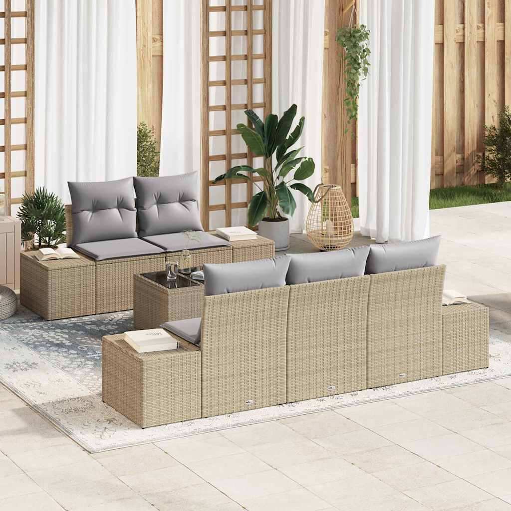 Havesofa Sæt med pude Beige polyrattan
