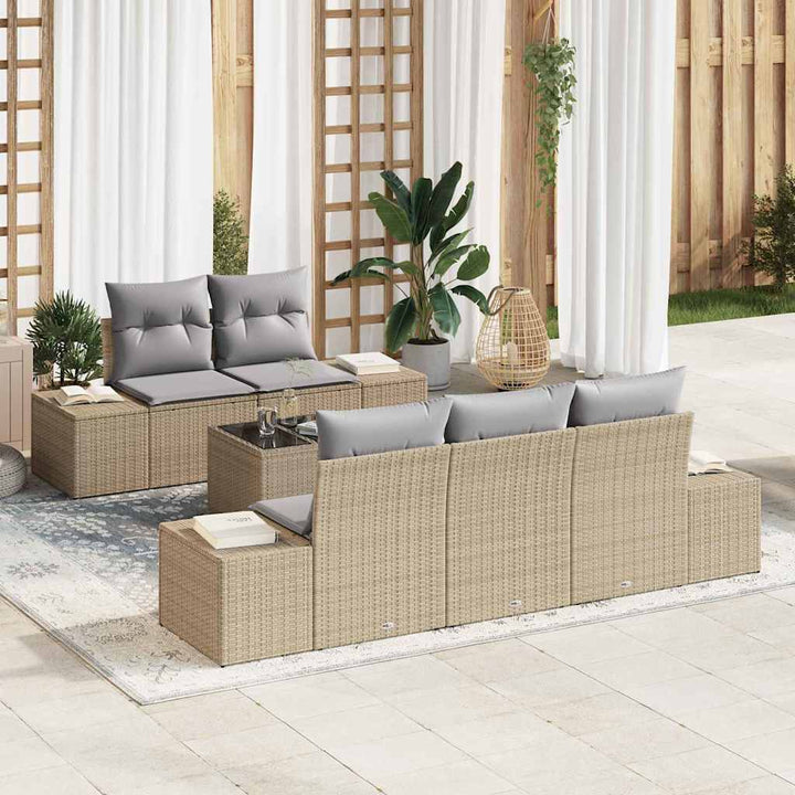 Havesofa Sæt med pude Beige polyrattan
