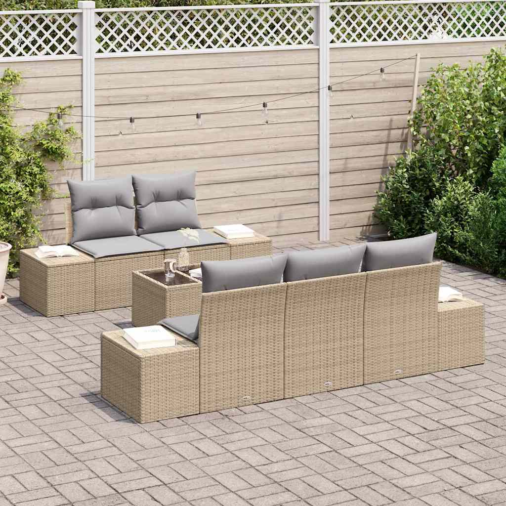 Havesofa Sæt med pude Beige polyrattan