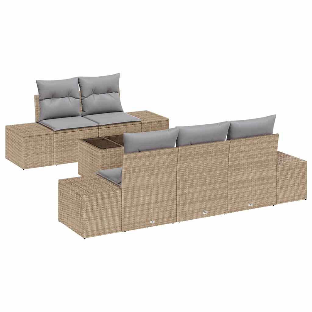 Havesofa Sæt med pude Beige polyrattan