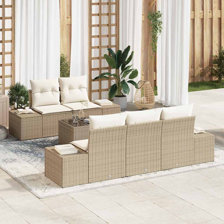 Havesofa Sæt med pude Beige polyrattan