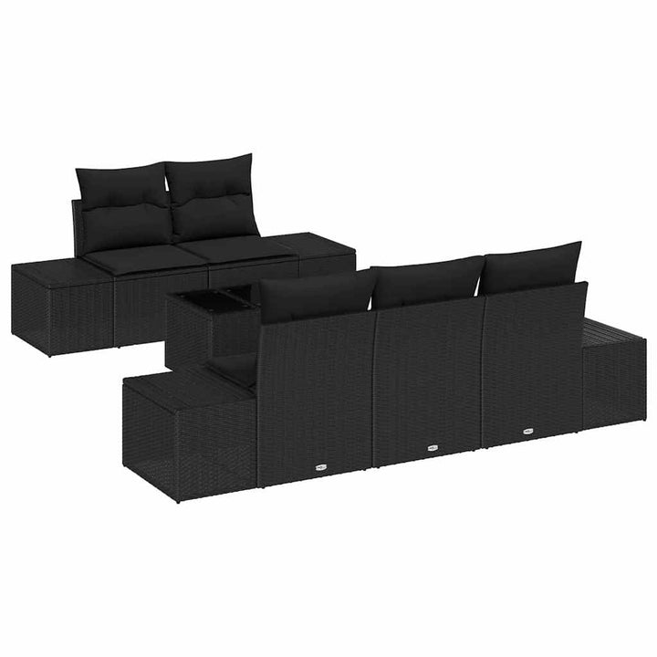 Havesofa Sæt med pude Sort polyrattan