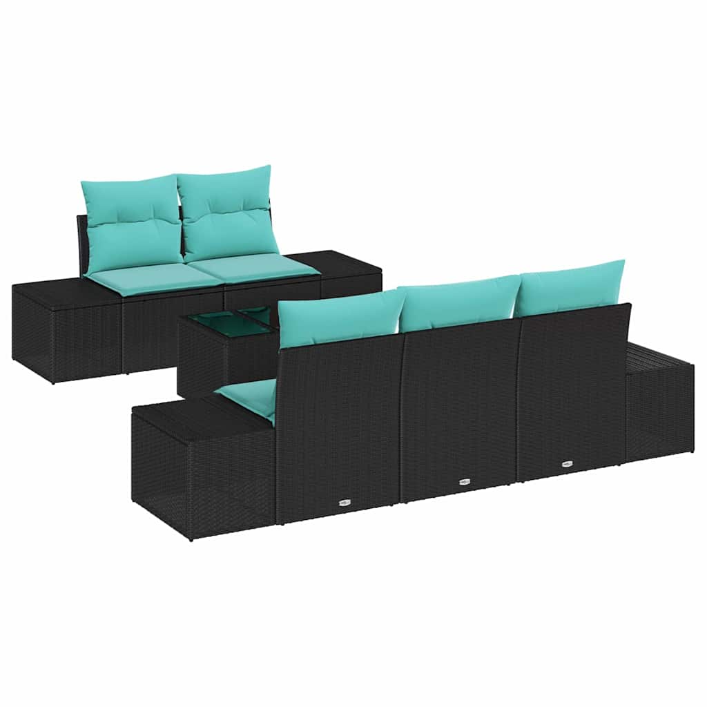 Havesofa Sæt 6 stk. Sort polyrattan