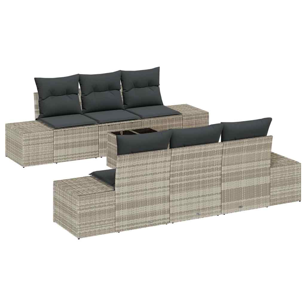 Havesofa Sæt 7 stk. Lysegrå polyrattan