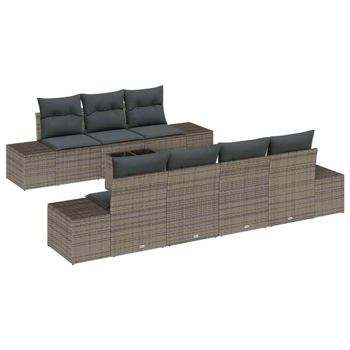 Havesofa Sæt med pude 8 pcs Grå polyrattan
