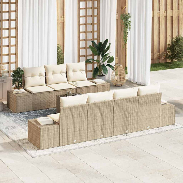 Havesofa Sæt med pude 8 pcs Beige polyrattan