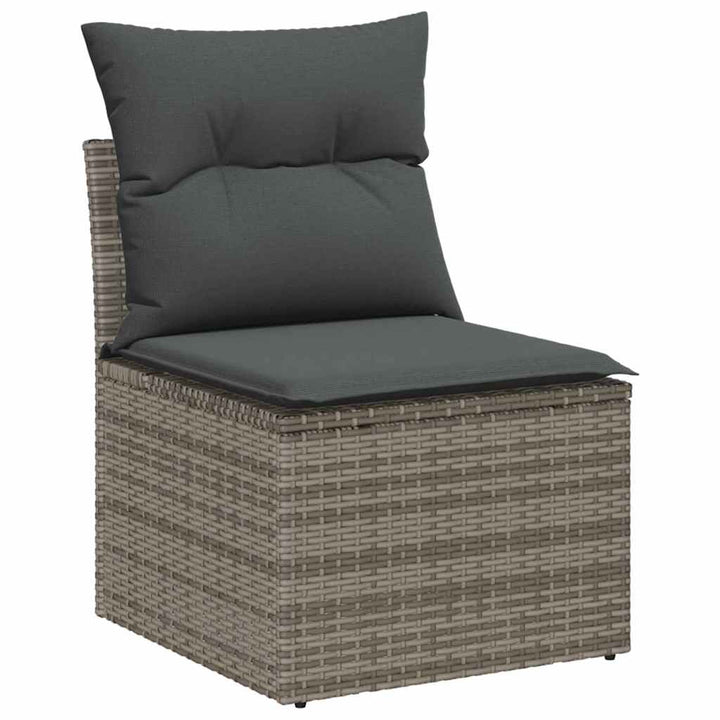 Havesofa Sæt med pude med pude 7 pcs Grå polyrattan