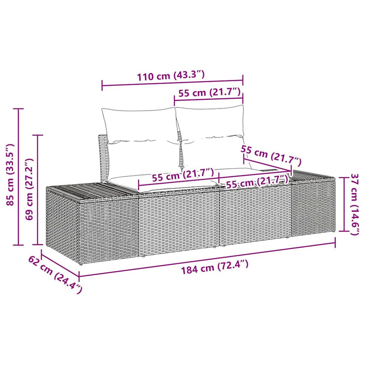 Havesofa Sæt med pude med pude 7 pcs Grå polyrattan