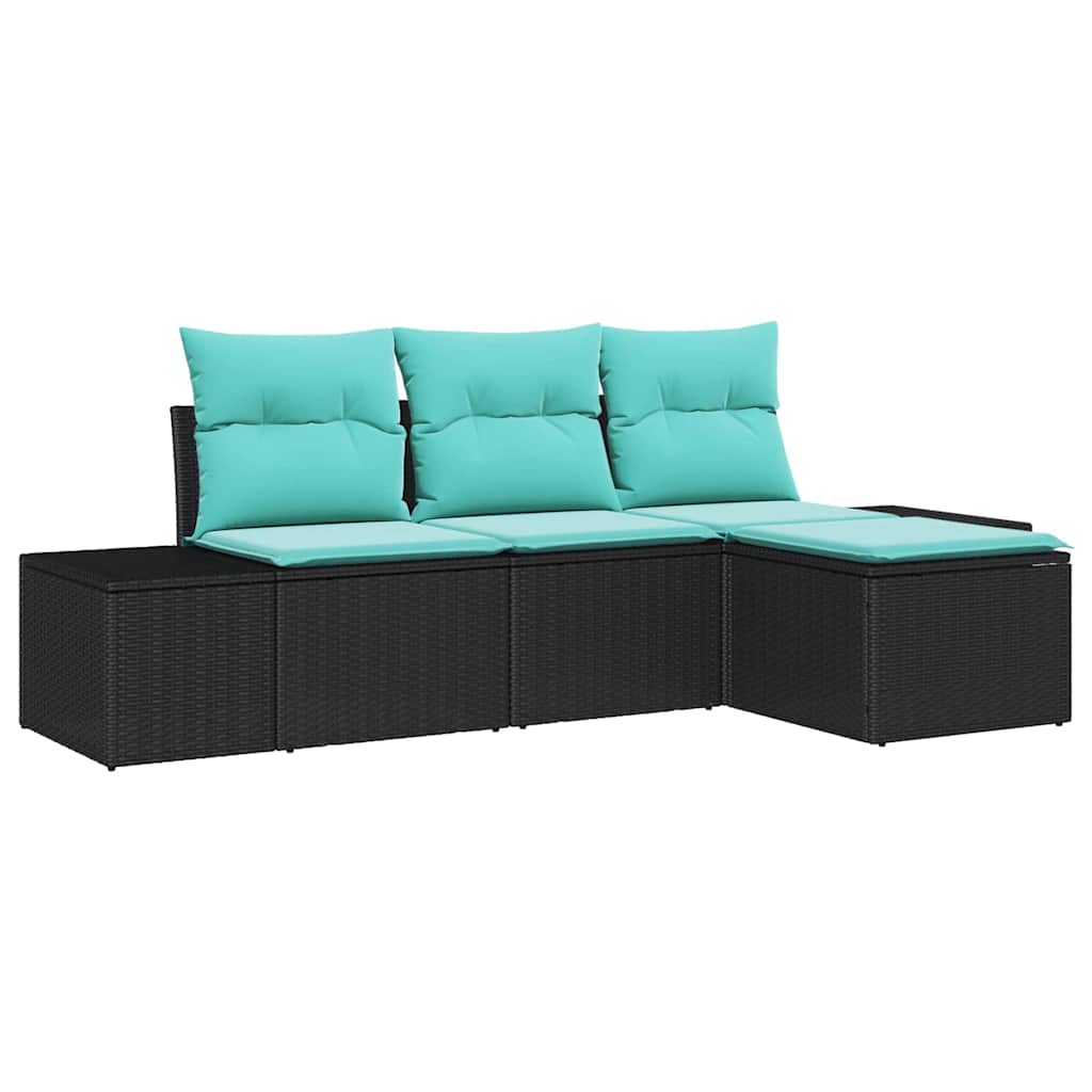 Sofa Sæt 4 stk. Sort [Syntetisk]: Poly Rattan