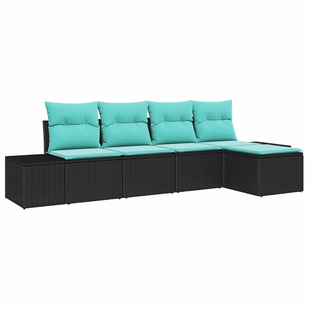Havesofa Sæt 5 stk. Sort polyrattan