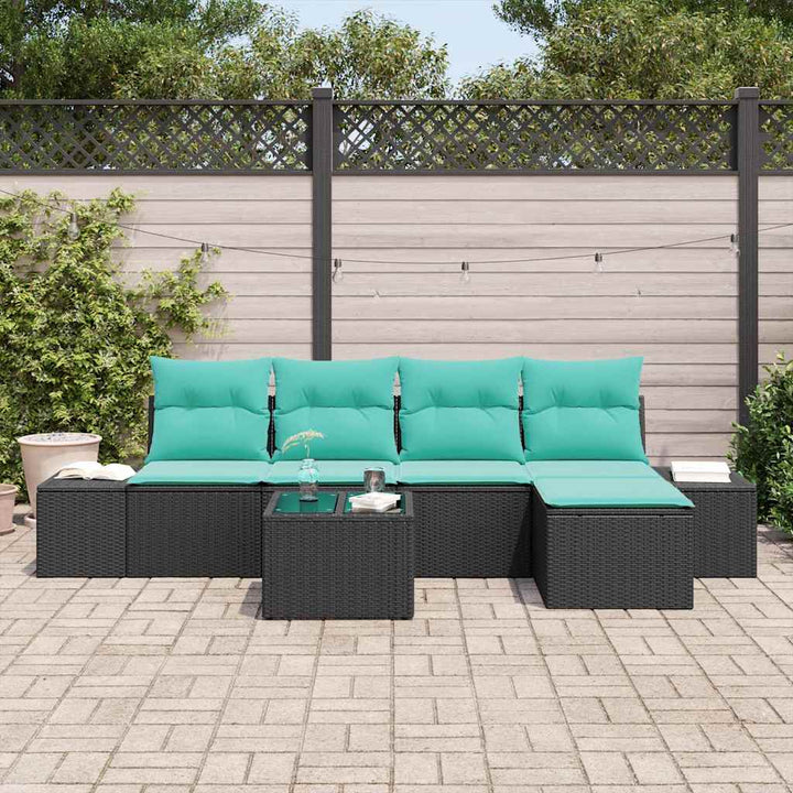 Havesofa Sæt 6 stk. Sort polyrattan
