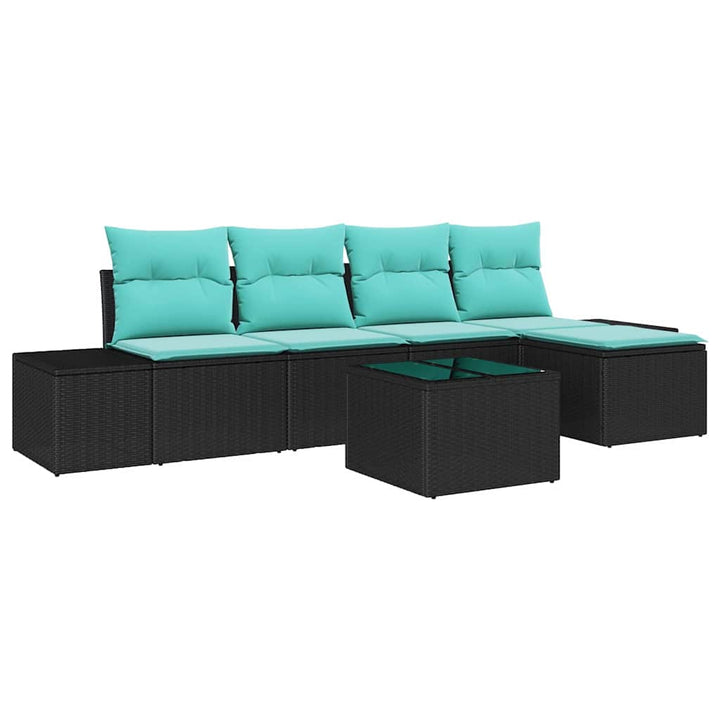 Havesofa Sæt 6 stk. Sort polyrattan