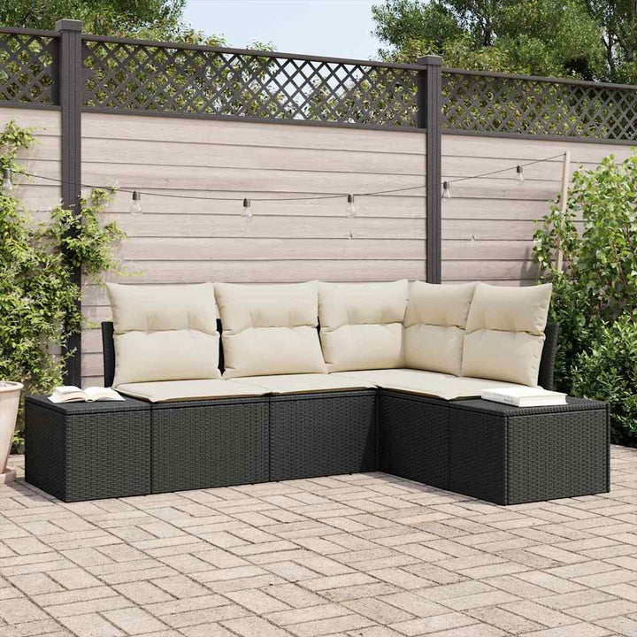 Havesofa Sæt 4 stk. Sort polyrattan