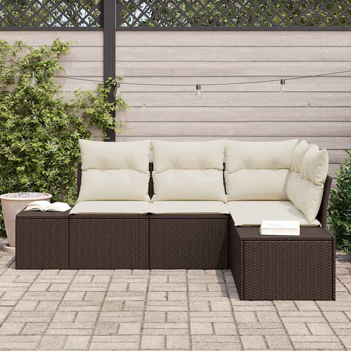 Havesofa Sæt 4 pcs Brun polyrattan